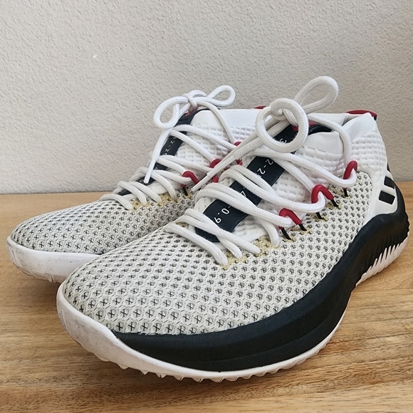 Adidas Mens Dame 4 Basketball Shoes Sneakers Lace Up Low Top White Black Size 7 main image 10